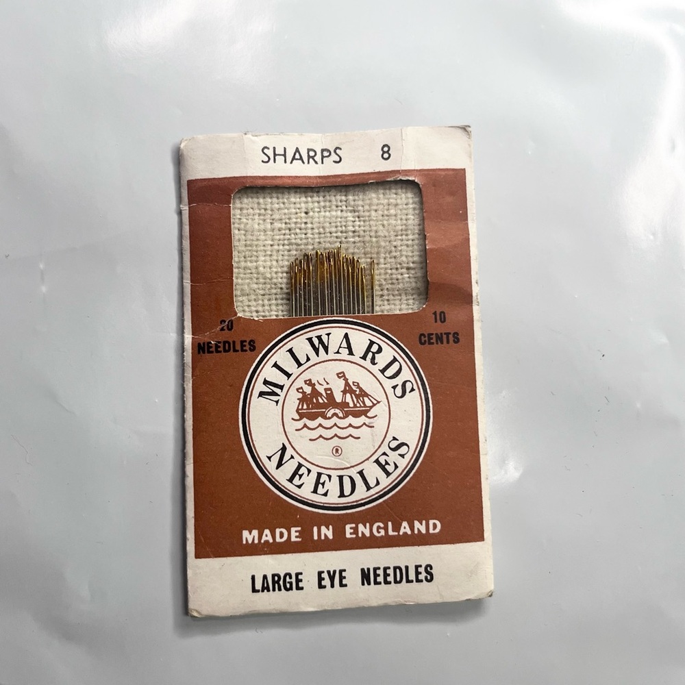 Vintage Milwards needle kit, made in England, Large Eyes